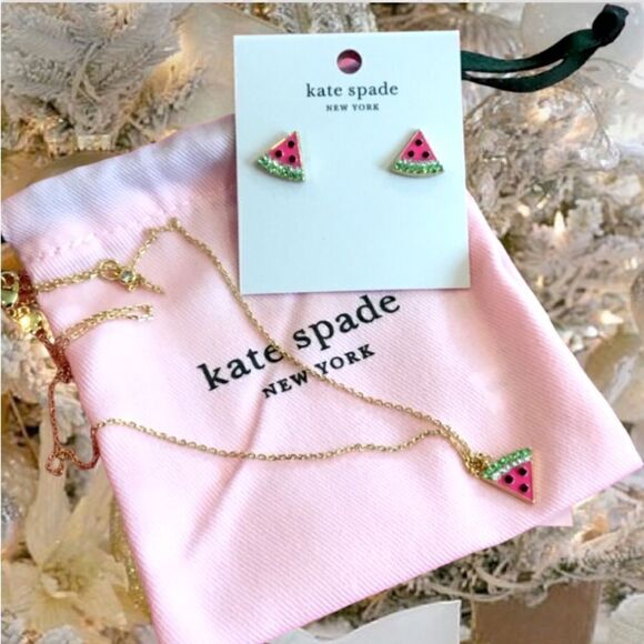 KATE SPADE WATERMELON EARRINGS AND NECKLACE SET PERFECT PICNIC - Picture 1 of 3